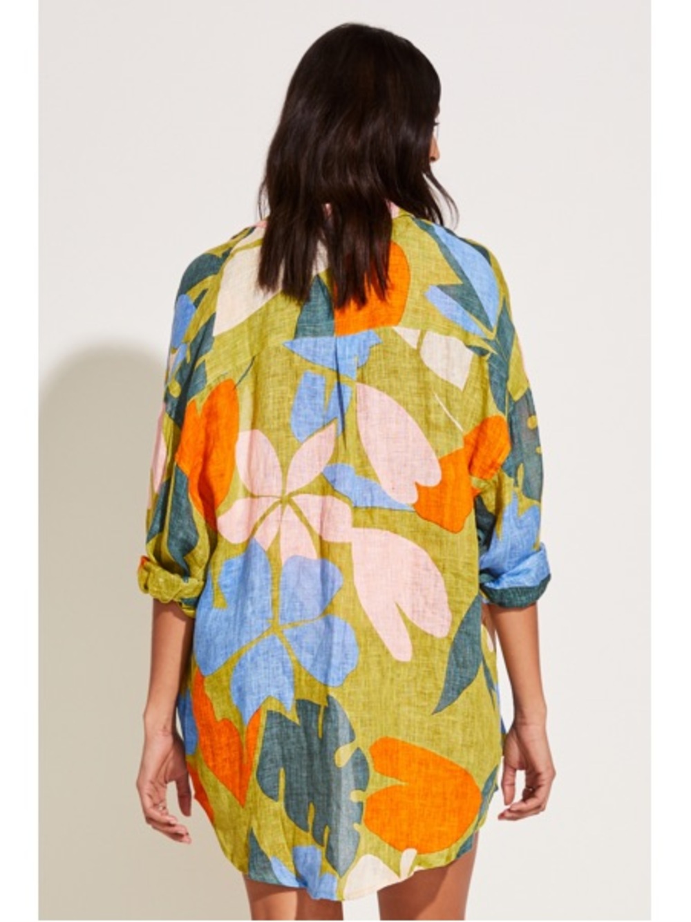 Vitamin A Multicolor Linen Floral Button-Up Shirt - NWT sz XS - Picture 4 of 16